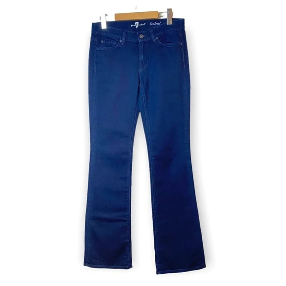 7 For All Mankind Navy Blue Bootcut Jeans with Swarovski Crystal Pockets - Picture 1 of 10